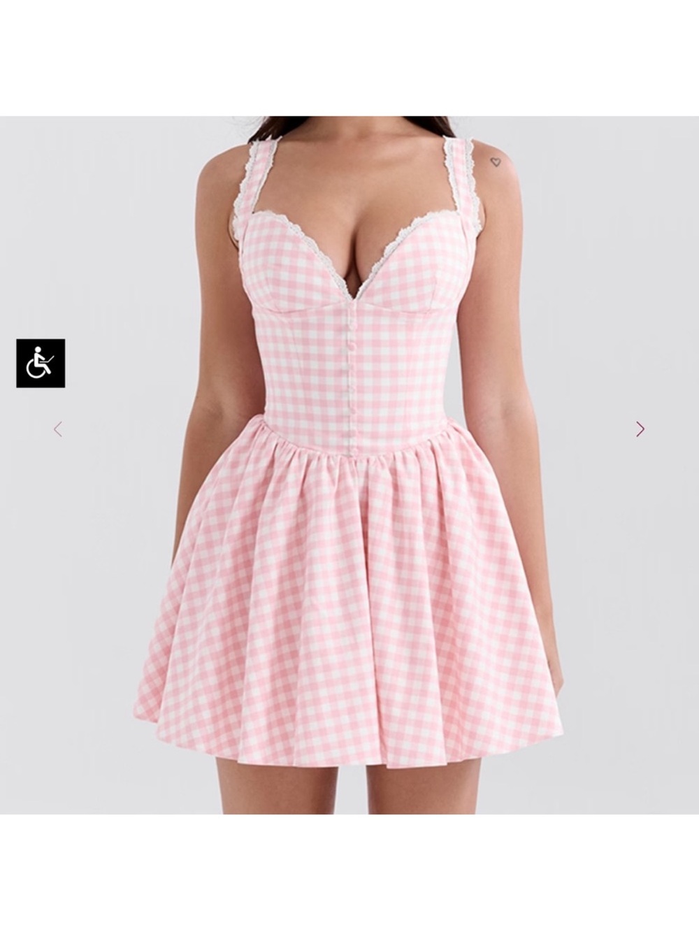 House of CB Strawberry Shortcake Brigitte Gingham Mini Dress Size Small A-C Cup